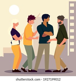 teamwork people talking standing characters