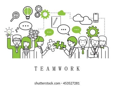 Teamwork, People Team - On White Background - Vector Illustration, Graphic Design. For Web,Websites,Magazine Page,Print Materials
