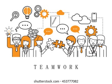 Equipo, Equipo De Gente - En Fondo Blanco - Ilustración Vector, Diseño Gráfico. Para Web, Sitios Web, Página Revista, Materiales de Impresión