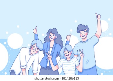 Teamwork people are together. Cartoon illustration design of vector.