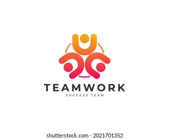 Teamwork people together community or unity logo design. Network social icon logo concept for corporate or company