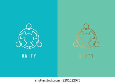 Teamwork people unity logo lineal minmalist style