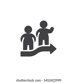 Teamwork people vector icon. filled flat sign for mobile concept and web design. Career growth, Business progress glyph icon. Symbol, logo illustration. Vector graphics