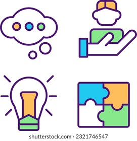 Conjunto de iconos de color RGB perfectos para píxeles de trabajo en equipo. Entorno saludable en el lugar de trabajo. Desarrollo empresarial. Ilustraciones vectoriales aisladas. Colección de planos de línea simple rellena. Trazo editable
