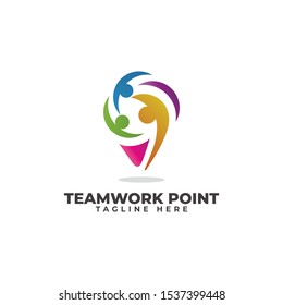 Teamwork Point Logo Vector Icon Illustration
