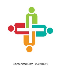 Teamwork of positive people. Concept of group of people collaboration and great work.