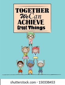 Teamwork Poster with Kids Illustration 