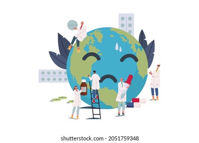 Teamwork Preventing Climate Change Illustration