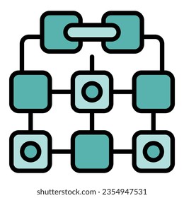 Teamwork process icon outline vector. Work project. Manager marketing color flat
