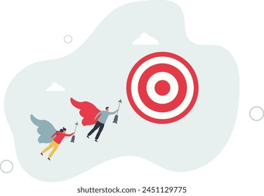 teamwork or professional aiming and reach business goal,flat vector illustration.