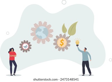 trabajo en equipo y ganancias idea.concepto de trabajo. Ilustración vectorial.