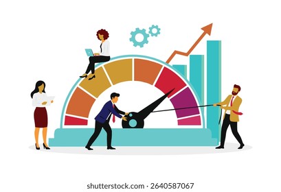 Teamwork and Progress A Flat Illustration Depicting Collaborative Effort Towards Business Growth and Achievement