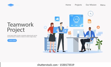 Teamwork Project Vector Illustration Concept , Suitable for web landing page, ui, mobile app, editorial design, flyer, banner, and other related occasion