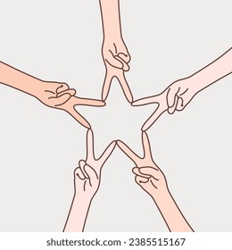 Teamwork puts two fingers together to form a star