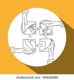 Teamwork with puzzle design, vector illustration