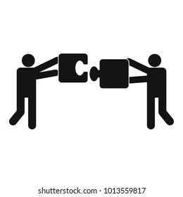 Teamwork with puzzle icon. Simple illustration of teamwork with puzzle vector icon for web