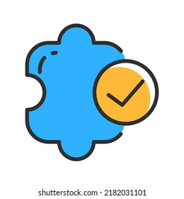 Teamwork puzzle line icon. Vector illustration