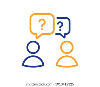 Teamwork questions line icon. Ask help sign. Support problem symbol. Quality design element. Line style teamwork questions icon. Editable stroke. Vector