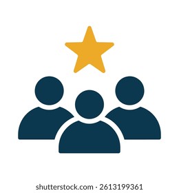 Teamwork and Recognition Icon Featuring People with a Star Symbol Representing Collaboration and Achievement Editable Vector Illustration Isolated on a White Background