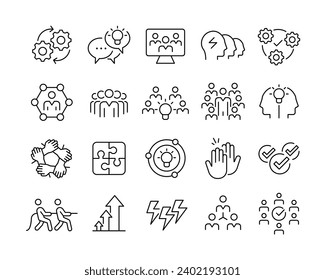 Teamwork Related Icons - Vector Line. Editable Stroke.