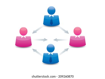 Teamwork and relation. Vector corporate people.