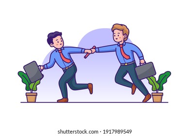Teamwork relay concept illustration, isolated background