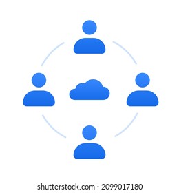 Teamwork. Remote work. Cloud team. Simple vector illustration. 