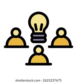 Teamwork responsibility icon. Outline teamwork responsibility vector icon color flat isolated