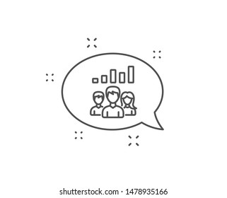Teamwork results line icon. Chat bubble design. Group of people sign. Outline concept. Thin line teamwork results icon. Vector