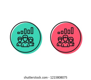Teamwork results line icon. Group of people sign. Positive and negative circle buttons concept. Good or bad symbols. Teamwork results Vector
