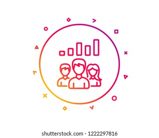 Teamwork results line icon. Group of people sign. Gradient pattern line button. Teamwork results icon design. Geometric shapes. Vector