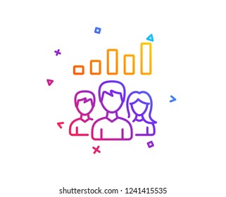 Teamwork results line icon. Group of people sign. Gradient line button. Teamwork results icon design. Colorful geometric shapes. Vector