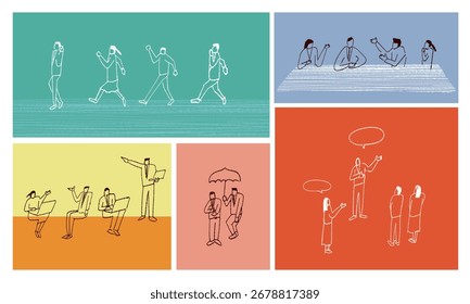 Trabalho em equipe - Ilustração feita à mão
