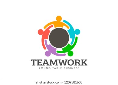 Teamwork Round Table Logo Vector