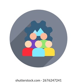 Ícone de cor arredondada do trabalho em equipe Mini ícone da ilustração. Use Para Conceitos Modernos, Impressão, Ui, Kit Ux, Desenvolvimento De Web E Aplicativos. Vetor Relacionado A Escritório, Educação, Exame E Muito Mais