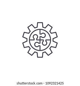 Teamwork scheme linear icon concept. Teamwork scheme line vector sign, symbol, illustration.