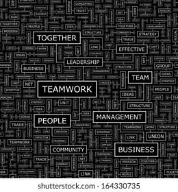 TEAMWORK. Seamless pattern. Word cloud illustration. Vector illustration.