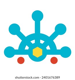 Teamwork searching for joint solution. Joint choice diagram, business process organization flat symbol. Simple flat color icon isolated on white background