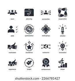 icono conjunto de trabajo en equipo, icono de signo de conjunto de trabajo en equipo aislado, color de icono modificable. ilustración vectorial