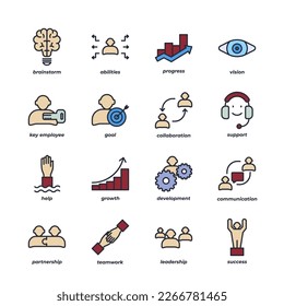teamwork set icon, isolated teamwork set sign icon, icon color editable. vector illustration