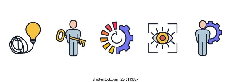 plantilla de símbolo de icono de conjunto de trabajo de equipo para ilustración vectorial de colección de diseño gráfico y web