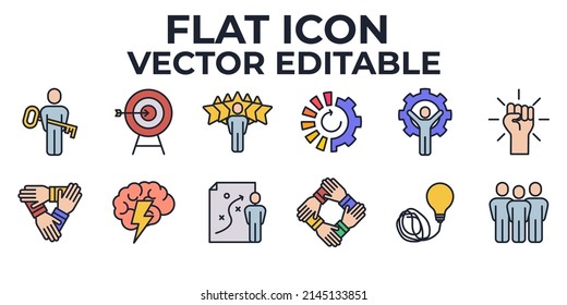 plantilla de símbolo de icono de conjunto de trabajo de equipo para ilustración vectorial de colección de diseño gráfico y web
