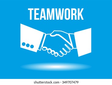 Teamwork shaking hands design concept - team of business professionals working together and helping each other in times of prosperity or crisis.Together they are able to achieve more ambitious goals