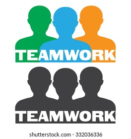Teamwork Silhouettes Concept With Suggestive Text Over White Background / Teamwork Icon / Teamwork Concept / Teamwork  Icon Ai / Teamwork Icon Art / Teamwork Icon EPS