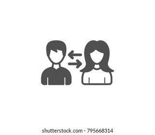 Teamwork simple icon. Users communication. Male and Female profiles sign. Person silhouette symbol. Quality design elements. Classic style. Vector
