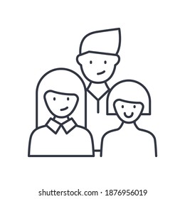 Teamwork-Skills-Symbol, lineare einzelne Illustration, dünne Linie, Web-Design-Zeichen, Umrisssymbol mit bearbeitbarem Strich auf weißem Hintergrund.