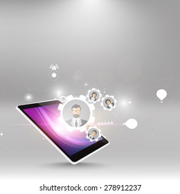 Teamwork with Smartphone, Symbolic Business Vector Background