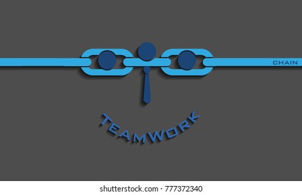 Teamwork smiley concept / partner in chain, vector