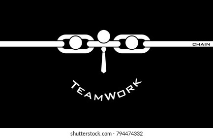 Teamwork smiley concept / partner in chain, vector