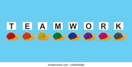 teamwork snail vector illustration